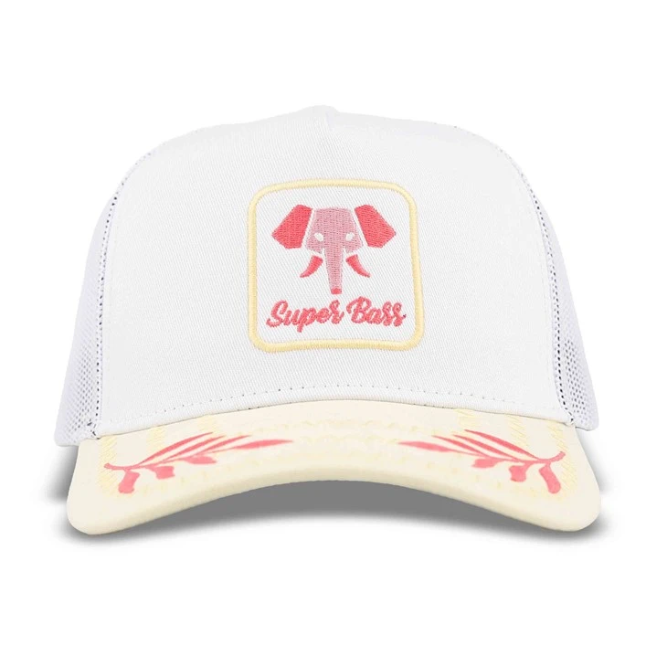 Unique Elephant Icon White Trucker Cap